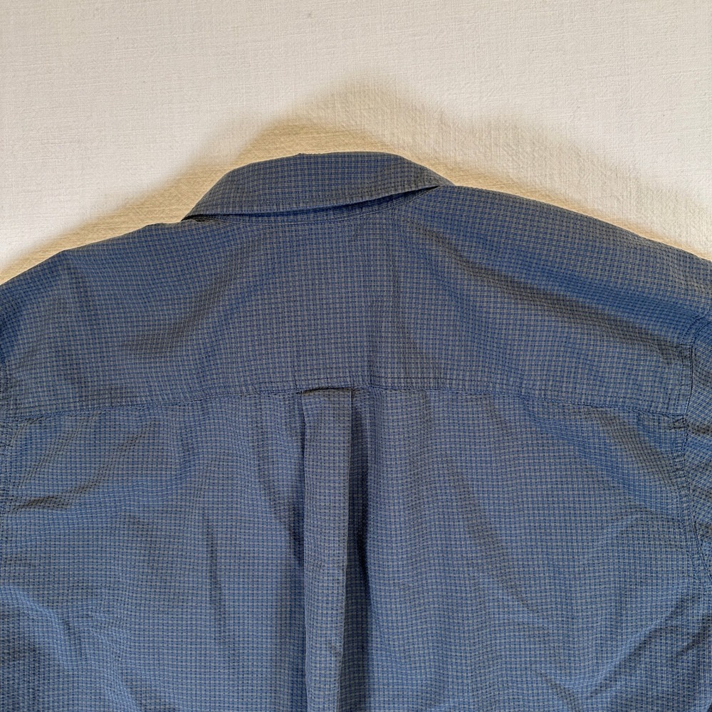 Eddie Bauer Mens 3XL Tall Blue Micro Check Short Sleeve Button Up Shirt Pocket - Picture 15 of 16
